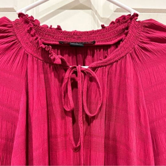 Evereve Sanctuary Raspberry Pink Jet Setter Peasant Boho Blouse Medium - Picture 3 of 9